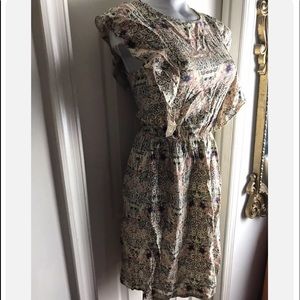 Piano C - Floral Print Sleeveless Cinch Waist Dress -SZ M Medium-Made in Italy